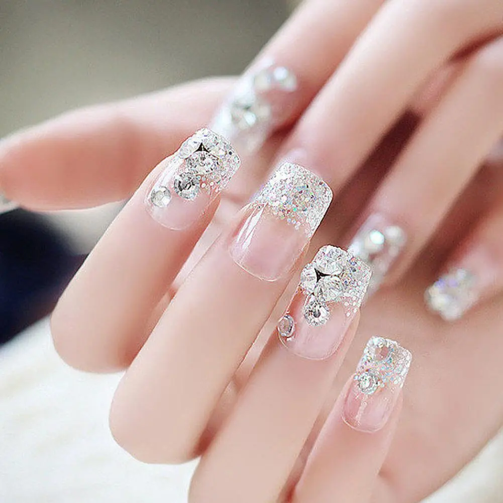 24pcs Printed Yellow Glue Wearable Nail Piece Double-sided Adhesive Double-sided Stickers
