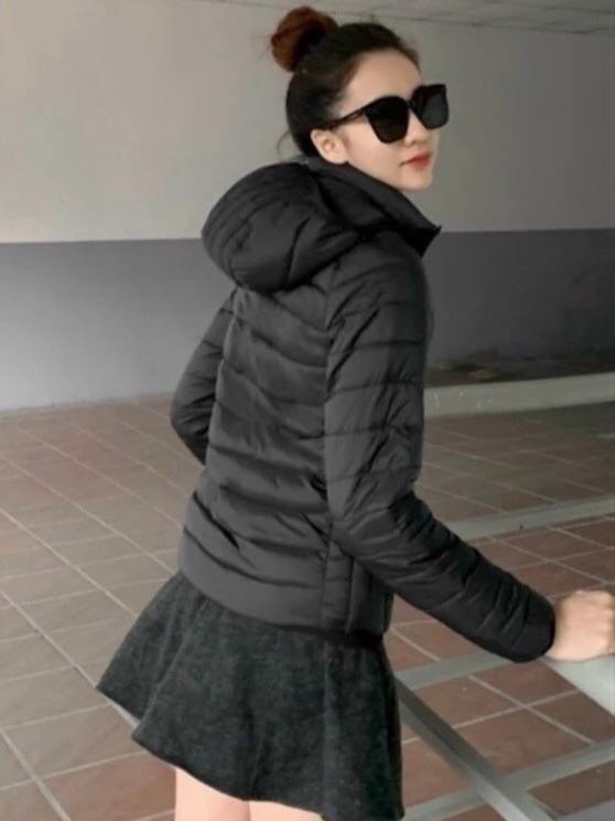 Áo phao nữ dáng ngắn khoác mùa đông chần bông siêu nhẹ có mũ tháo rời được kiểu dáng hiên đại thời trang dễ phối đồ giữa ấm mùa đông Top Jacket 3
