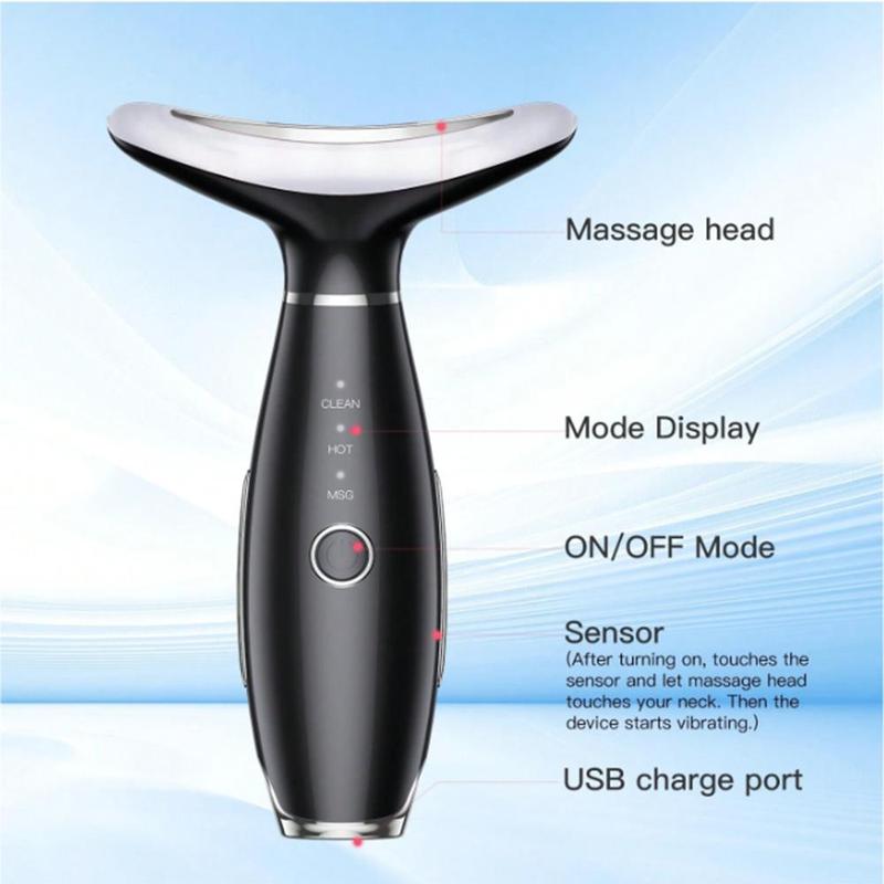 Portable Facial Massager, 3 Modes Face & Neck Massage Tool, Professional Facial Beauty Instrument for Women & Girls, Home Spa Massager 5