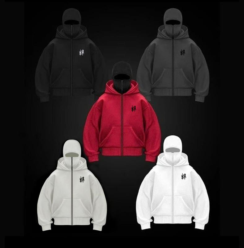 Áo Hoodie Balaclava, Hoodie Ninja 2 mũ Thiết Kế Độc Đáo, trùm kín đầu, Nam Nữ kiểu dáng trẻ trung năng đông Menswear Dài Tay