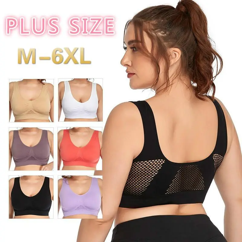 Women Plus Size M-6XL Sports Bra Seamless Underwear Without Steel Ring Bralette Wireless Bra