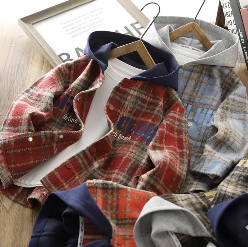 ( 20-60KG) ÁO KHOÁC SƠ MI DẠ KẺ CHỐNG NẮNG CHẤT DÀY DẶN MẶC 4 MÙA DÀNH CHO BÉ TRAI