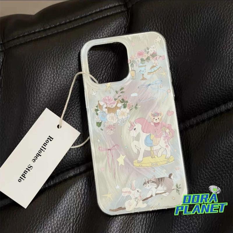 Fantasy Unicorn Monster Phone Case For IPhone 14PLUS X XSMAX 13MINI 15PLUS 13 12 11 XS XR X 7PLUS 8PLUS SE2 SE3 15 14 SE2020 Anti-Drop Feather Silver Gradual Protective Case 3
