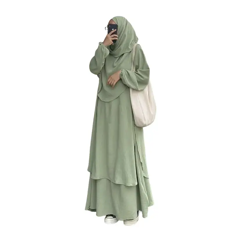 Ufaira Collection ~ One Set Hameda Setelan Wanita Terbaru Tanpa hijab Bahan Crincle Airflow Polos Baju Muslim Panjang Tunik Crinkle Atasan Simple Fit Remaja Dewasa Celana Shakila 0