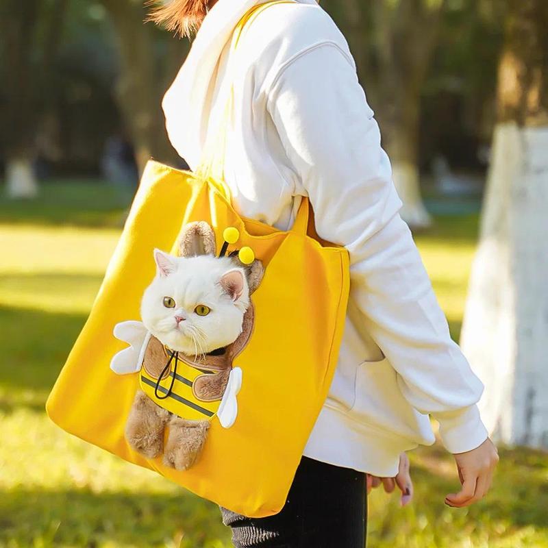 Product Introduction of Pet Canvas Shoulder Bag Lion shaped Cat Tote Bag Comfortable Pet Tote Bag Pet Shoulder Bag Portable Outdoor Cat Tote Bag 14