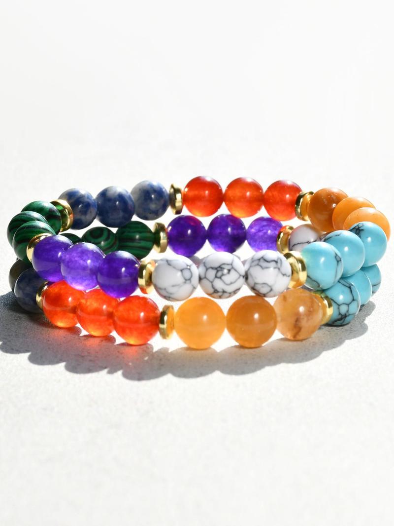 Product Introduction of Women's Summer 2024 Boho Style Turquoise Texture Design Beaded Bracelet, Trendy Colorful Beaded Bracelet, Chic All-match Vintage Jewelry As Gift for Girlfriend 7