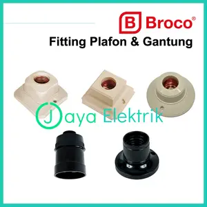 BROCO Fitting Plafon Tempel Gnatung Segi Oval Bulat Krem Hitam - Rumah Lampu Lamp Holder E27 1210 1211 1212