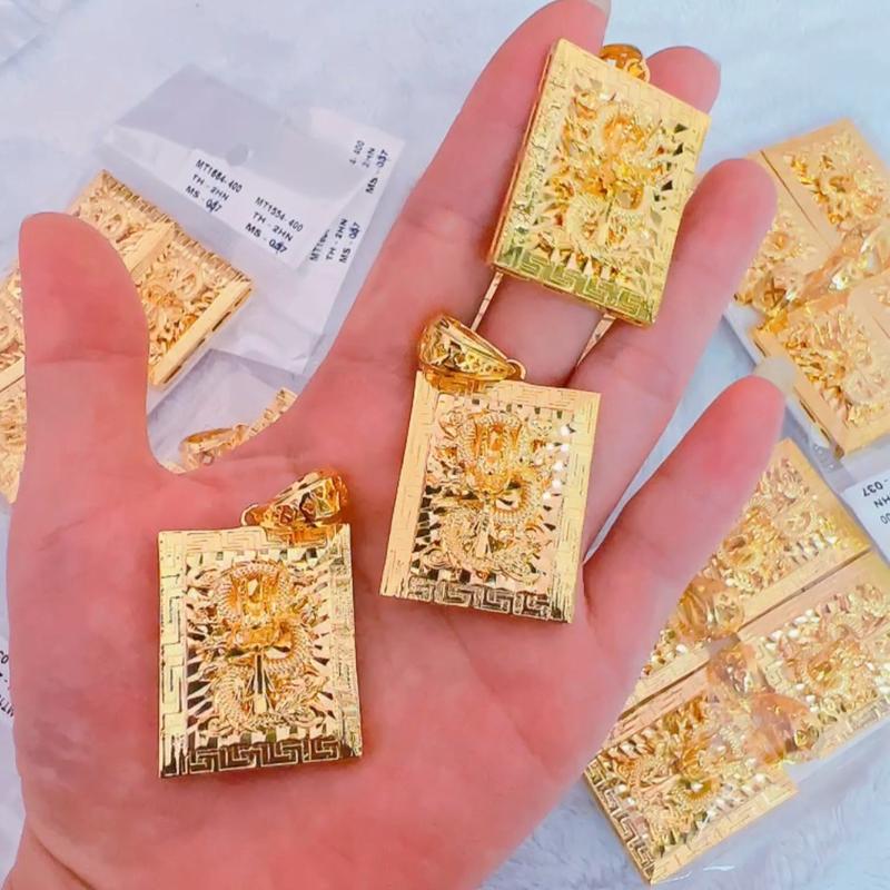 mặt dây chuyền Nam rồng vip 3x3,5cm bền đẹp màu 18k Hoa Voi