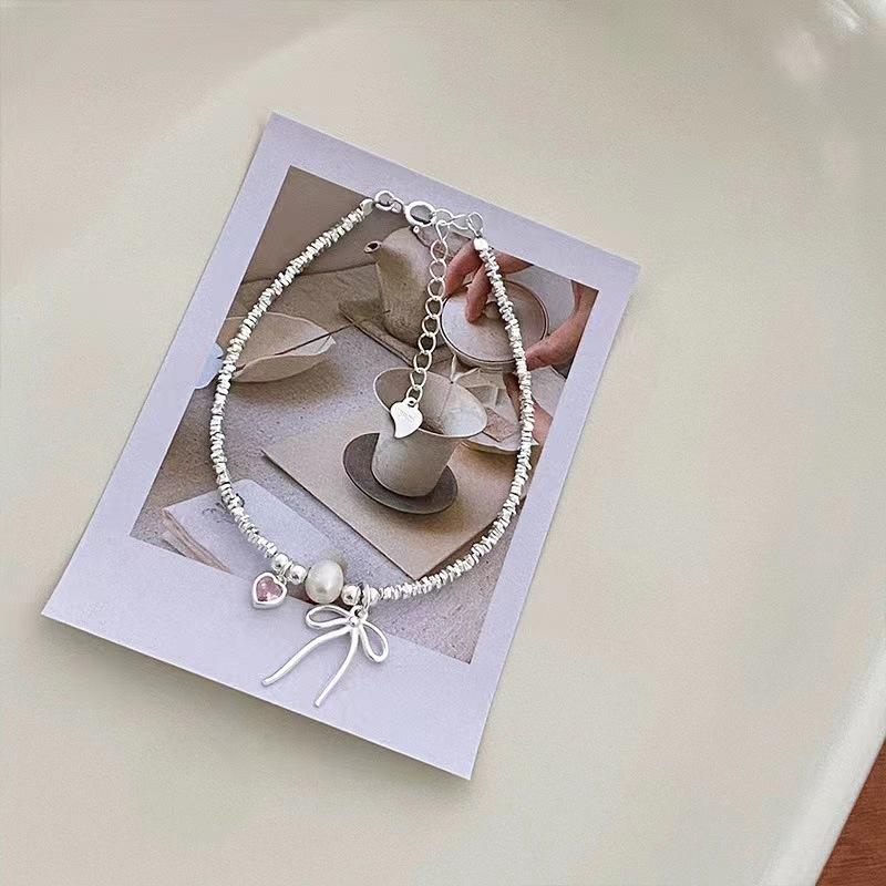Vòng Tay Nữ, Chất Liệu Thép Không Gỉ, Mặt Dây Chuyền Trái Tim Thắt Nơ, Thời Trang Và Tinh Tế, Phụ Kiện Trang Trí Cho Bé Gái, Phụ Kiện Đeo Tay, Thích Hợp Làm Quà Sinh Nhật Cho Bé Gái vòng tay  nữ vòng  mã Kiềng lắc 3