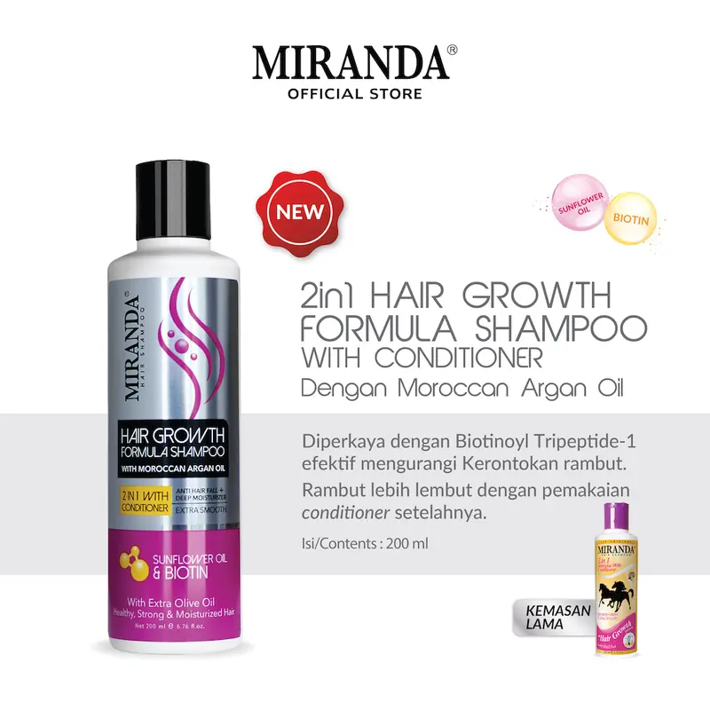 [FYC] 4IN1 Miranda Paket Growth & Smooth 2IN1 with Conditioner / Miranda Paket Pemanjang Rambut / Miranda Paket Pelembut Rambut / Miranda Biotin Hair Growth / Miranda Keratin Smoothing Mask 1
