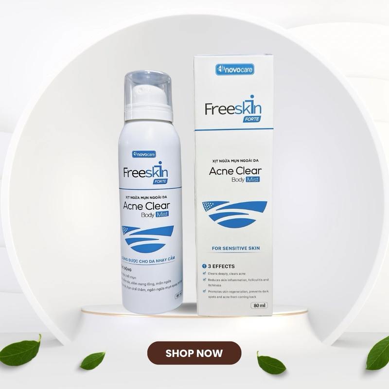 Xịt mụn lưng Freeskin Forte hỗ trợ giảm mụn cơ thể mờ thâm chai 80ml