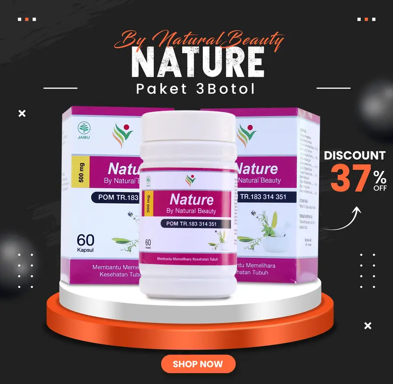 VITAMIN NATURE ( Paket 3 Botol ) Isi 60 Kapsul Suplement Kesehatan By Natural Beauty Original BPOM Busui 0