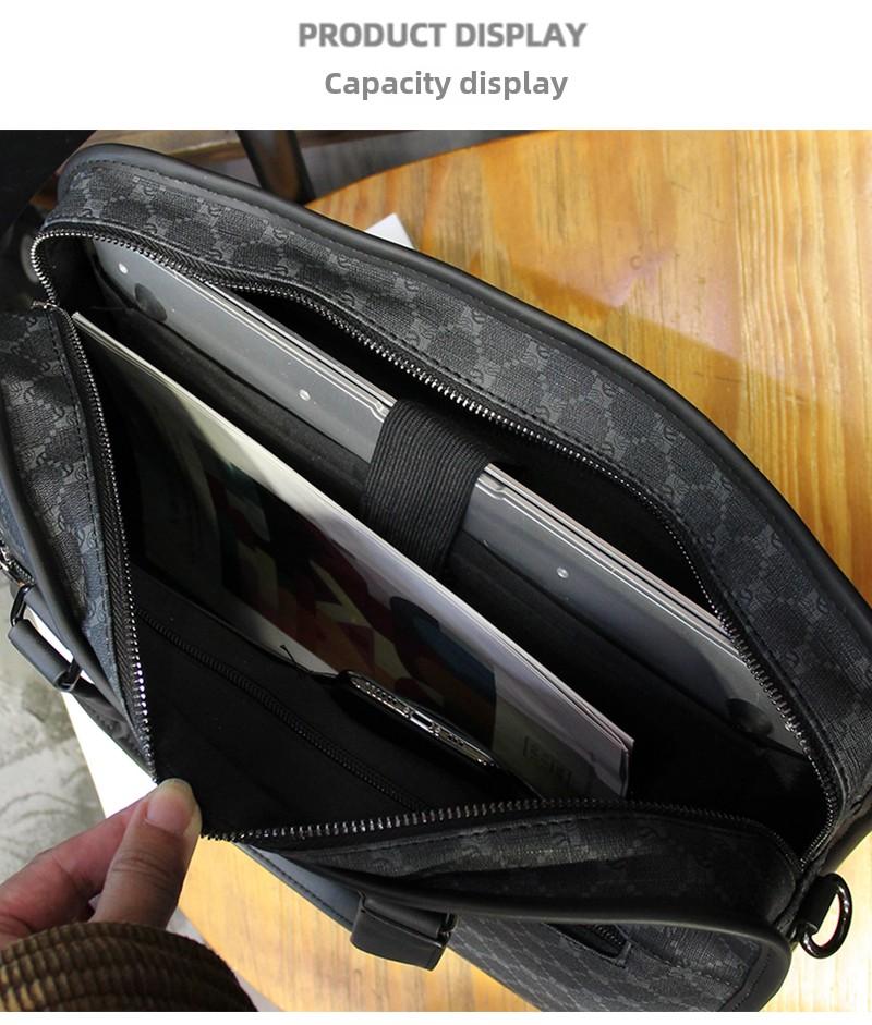 Product Introduction of Handbag Men's trendy brand Business plaid Men's shoulder bag Fashion business travel briefcase Oblique span Computer file bag 6