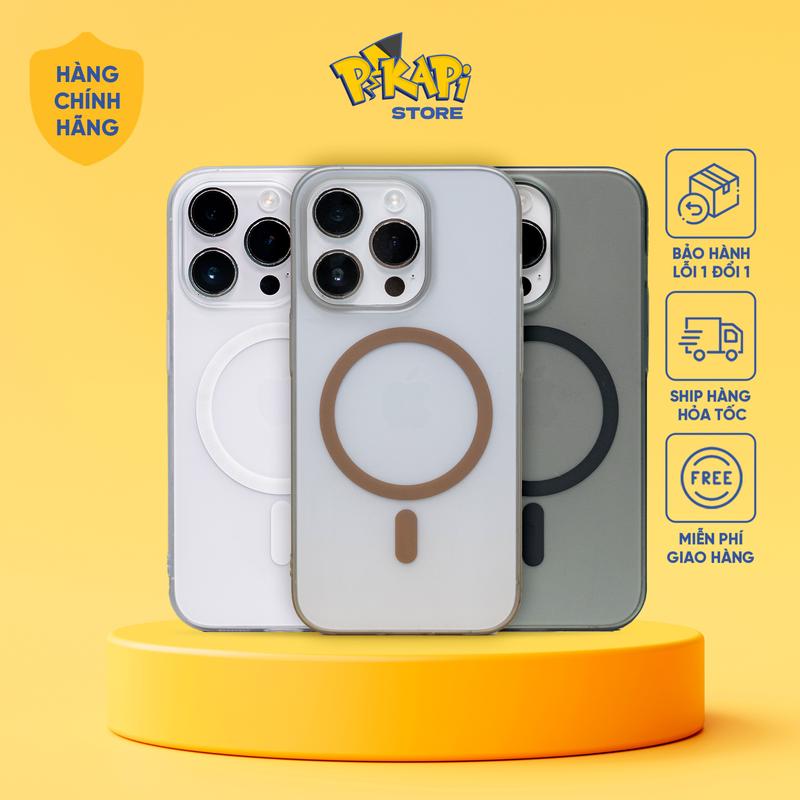 Ốp lưng dành cho iPhone siêu mỏng 0.5mm: NHỰA CỨNG, nhám mờ, tích hợp Magsafe PIKAPI SLIM