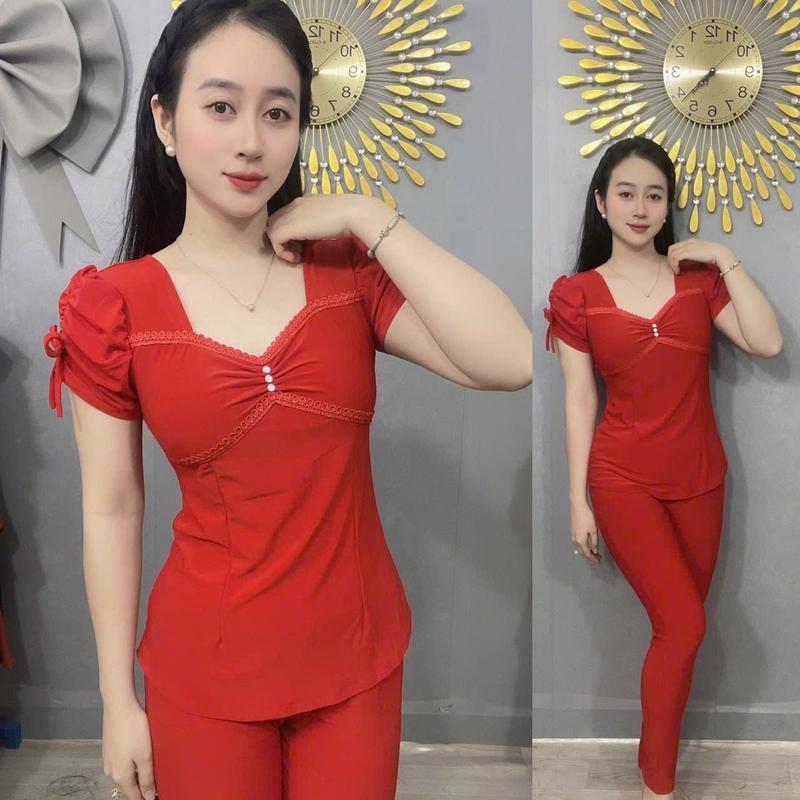 Product Introduction of - Đồ bộ thiết kế thun ladong màu , cổ tim phối ren !!! 23