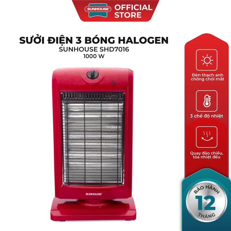 Đèn sưởi 3 bóng Sunhouse SHD7016 -Công suất 1200 W - Tốc độ làm ấm nhanh, tỏa nhiệt đều - Bảo hành chính hãng 12 tháng Máy Sưởi Sưởi Ấm