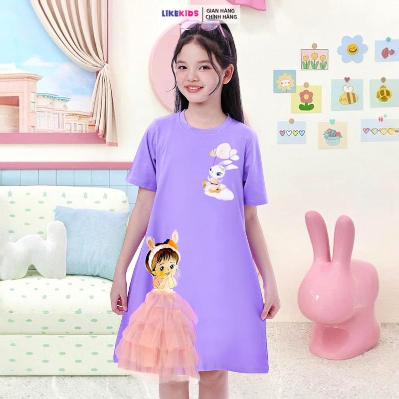 Đầm váy thun cho bé gái họa tiết THỎ LikeKids MH2 D55