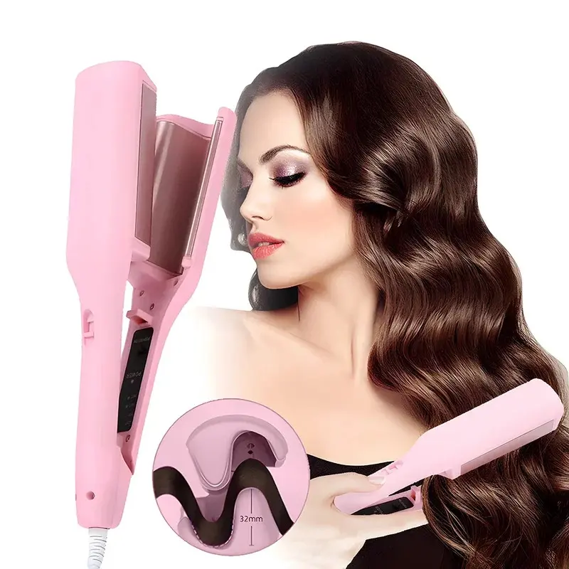 Besi Keriting Rambut, 32mm, Pengeriting Rambut Gelombang Dalam, 4 Suhu Boleh Dilaraskan, Besi Pengeriting Pemanasan Cepat, Tongkat Penggaya, Sesuai untuk Semua Gaya Rambut