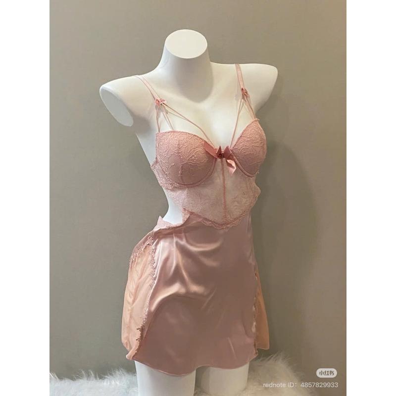 Váy Ngủ Hai Dây Vải Satin, Váy Ngủ Lụa Gợi Cảm, Có Đệm Ngực, Trang Trí Ren, Tên Sản Phẩm Ẩn Choàng váy ngủ lụa ren xuyên thấu áo choàng ngủ nữ áo choàng ngủ long biki cừu đồ lót ren đồ ngủ sexy áo sơ mi ngủ homewear tay dài váy gợi cảm đồ ngủ lụa satin ca