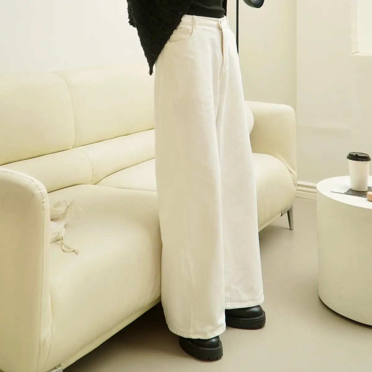 Quần trắng ống suông rộng, chất liệu kaki thớ to dày dặn Basstu bs07 Nam Nữ Menswear