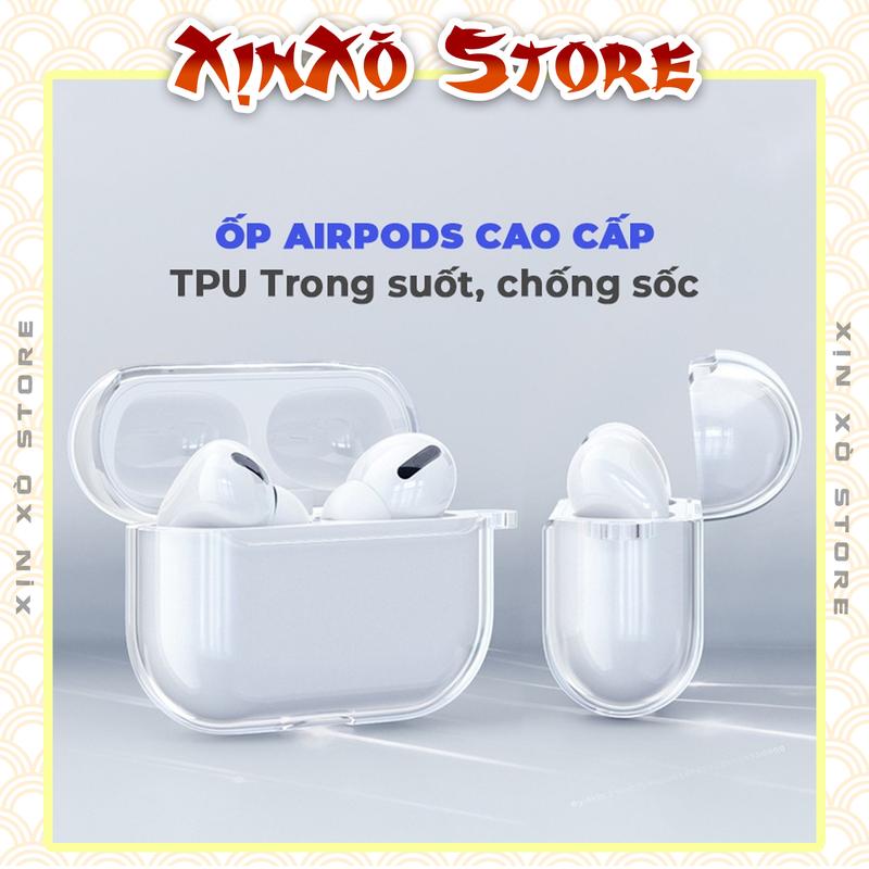 Ốp bảo vệ tai nghe Airpod 2 3 4 Pro Pro 2 TRONG SUỐT, Case Airpods kèm móc khóa