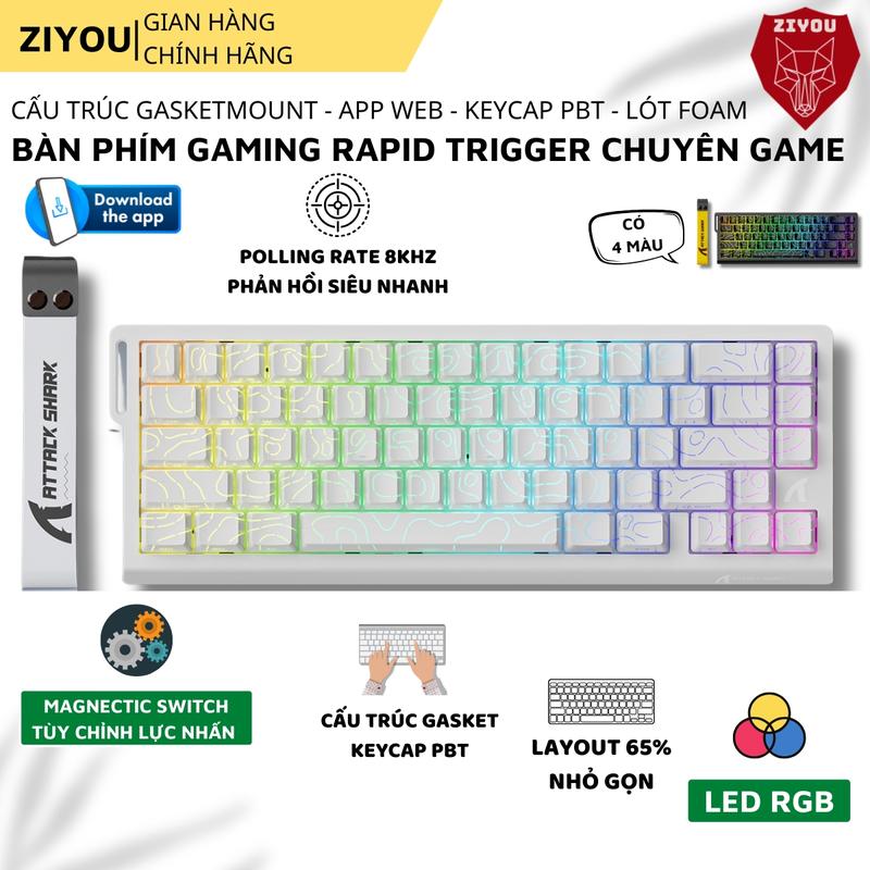 Bàn Phím Cao Cấp Rapid Trigger Ziyou X68 HE LED RGB Polling Rate 8KHz Phần Mền Tùy Chỉnh Nâng Cao Hỗ Trợ Gaming