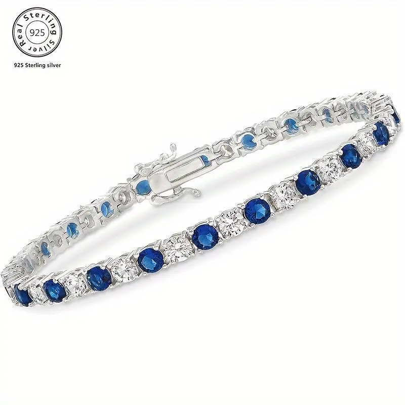 1pc Italian Luxury 925 Silver Moissanite Inlaid Bracelet, Designed By Italian Designers, Handmade, Perfect Anniversary Gift For Wife, Suitable For Various Occasions Like Banquets, Included Exquisite Jewelry Box 0