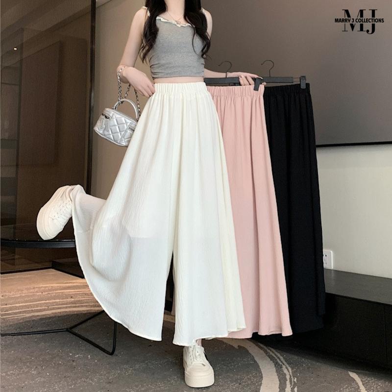 Quần đũi Nữ ống cực rộng MJ01 chất vải Đũi Hàn co giãn lưng chun-Quần đũi giả váy 2 lớp Women Ong Pants