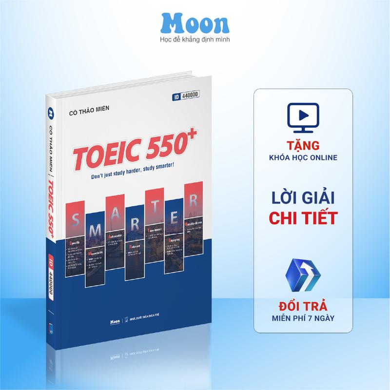 Toeic 550+, sách ôn toeic 2 kỹ năng reading & listening 2024 Moonbook
