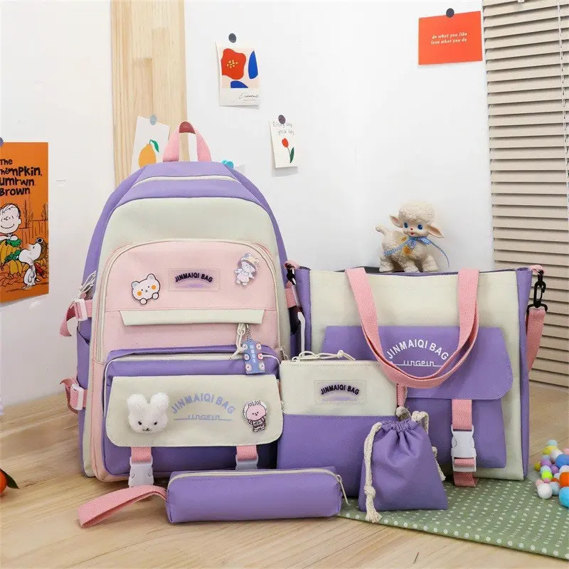 Set Bộ Balo 4 Món - Balo Học Sinh Cấp 1 Cấp 2 Đi Học Đi Chơi da hoc 6