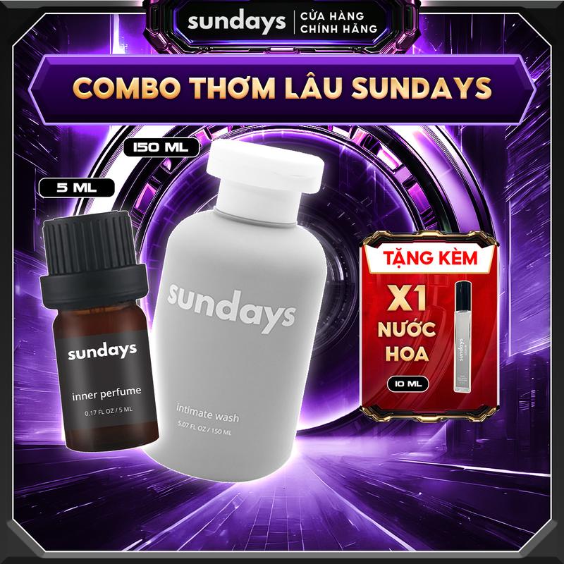Combo Vệ Sinh Vùng Kín Nam Sundays - Combo Thơm lâu - Dung dịch vệ sinh + Nước hoa vùng kín Làm Đẹp Da Dưỡng Thể