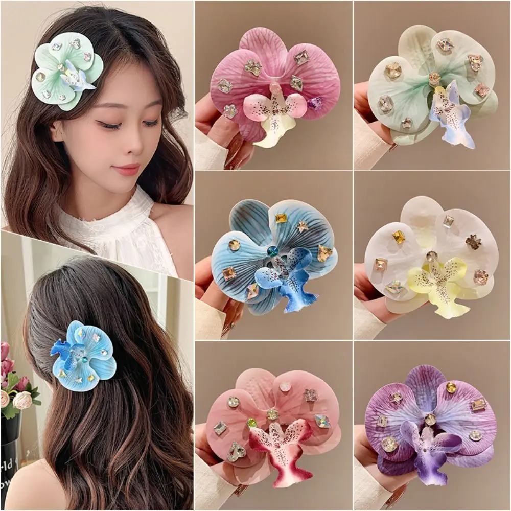 Elegant Butterfly Orchid Orchid Flower Hairpin Korean Style Sweet Seaside Vacation Headwear Hair Accessories Bohemia Barrettes Female