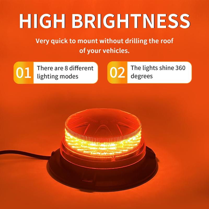 Product Introduction of Car Emergency Strobe Light, 24 LED Car Roof Beacon Light, 8 Flash Modes Waterproof Car Work Light with Strong Magnetic Base, LED Strobe Light for Trucks & Cars 13