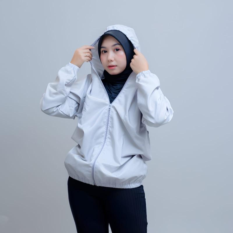 Jaket Parasut Wanita Import Terbaru 2024 Basic Korean Style Sauna Suit Waterproof Sport Olahraga Gym Running Jogging Haiking Bersepeda Ukuran Jumbo M | L | XL | XXL 6