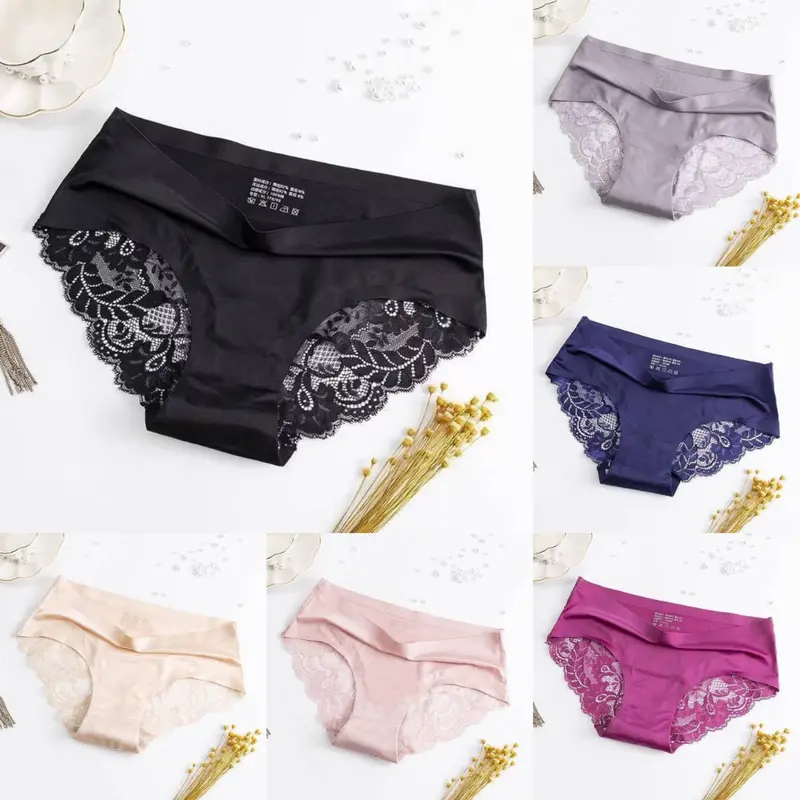 Shasha pakaian dalam wanita import celana dalam renda brief seamless ice silk lace cd ningrumshop | 3040 pita spandex  Busa Katun 1