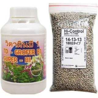 Combo phân bón vitamin b1 td grofer super B1 Thái lan 100ml và phân chì nhật hi control 14-13-13 gói chiết lẻ 100gram dùng cho hoa lan kiểng bonsai bón 1 lần dưỡng 6 THÁNG