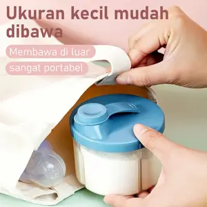 Kotak Penyimpanan Susu Bubuk Bayi 4 Seksi Pivot 240ml per Seksi PP Anti Bocor & Tumpah Travel MPASI Mudah Dibersihkan Warna Pastel Putih Pink Biru