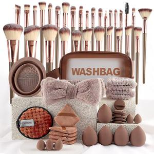 Set de Herramientas para Maquillaje de Cara, 40 piezas Kit de Brochas Portátiles para Maquillaje Facial y Herramientas de Limpieza para Uso Diario, Herramientas Profesionales de Maquillaje para Mujeres, Brocha para Corrector, Rubor
