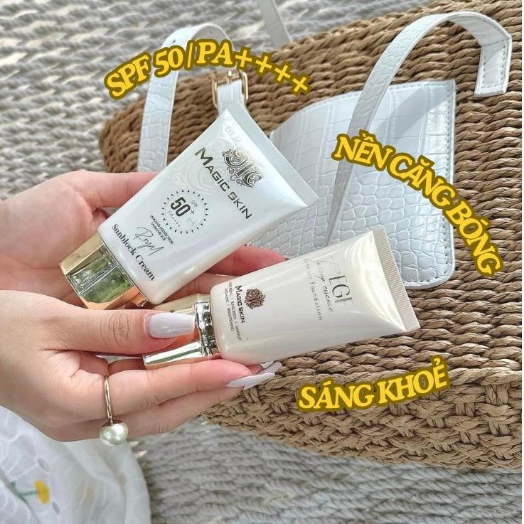 Combo Kem nền CC chống nắng che khuyết diểm Magic skin