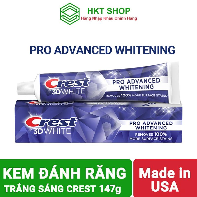 (Mẫu Mới) Kem Đánh Răng Trắng Răng Crest 3D White Advanced Whiteing 147gr và Vivid Mint Ultra 147gr Chính Hãng Mỹ
