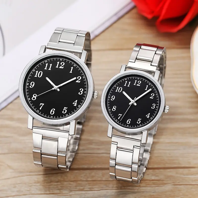 Jam tangan kuarza untuk Pasangan, keluli tahan karat, kasual, untuk lelaki dan wanita