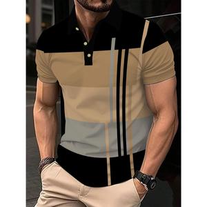 แฟชั่นฤดูร้อน เสื้อกอล์ฟแขนสั้นผู้ชาย ลายทาง สวมใส่สบาย