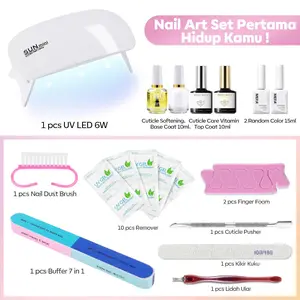 Mefa Paket Nailart pro unyu unyu untuk pemula / setkumplit nailart Kuku 15ml Kutek Gel warna Random 2pcs