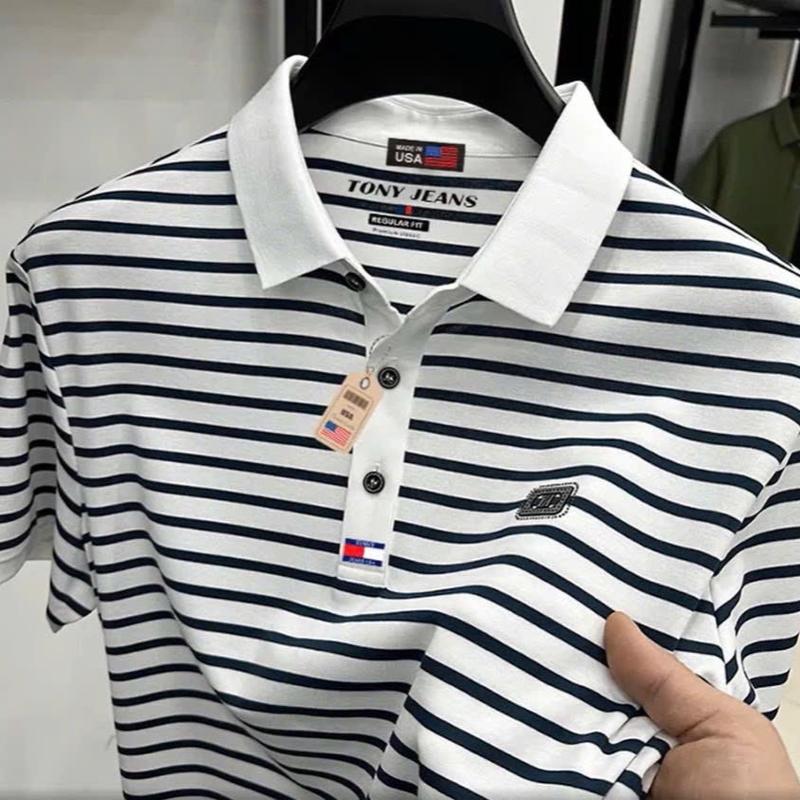 Áo Polo Nam Nữ Cá Tính, dòng Polo Trơn, kẻ cá tính Cổ Tròn, Áo cotton thấm hút mồ hôi, Shirt Ngắn Tay 4