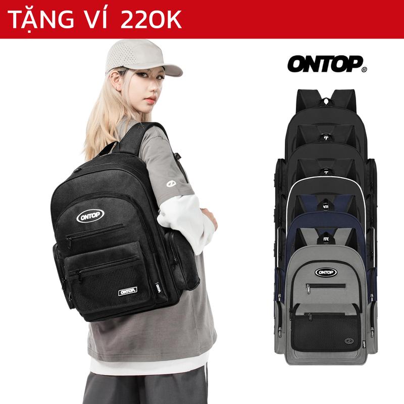 Balo đi học nhiều ngăn vải canvas ONTOP đựng vừa laptop 15.6 inches màu đen local brand Mesh Backpack | O-P30