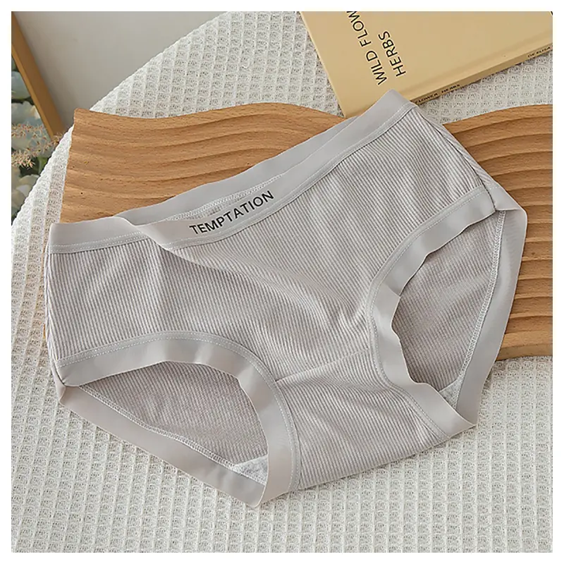 Combo 5 quần lót nữ cotton gân tăm mỏng nhẹ - Cạp vừa, chữ cá tính, đáy may 2 lớp  Women quần lót  nữ quan  lot dethuong 8