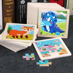 GF Puzzle Jigsaw 9Pcs Puzzle Jigsaw Kayu Anak Karakter Hewan dan Kendaraan Lucu Puzzle Wooden