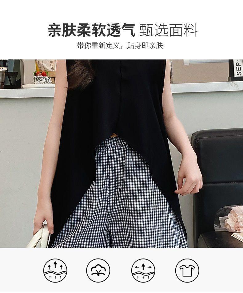 Product Introduction of Girls' Summer Suits 2024 New Summer Children Fashionable Stylish Middle and Big Children Lattice Loose Pants Two-Piece Suit Fashion 3