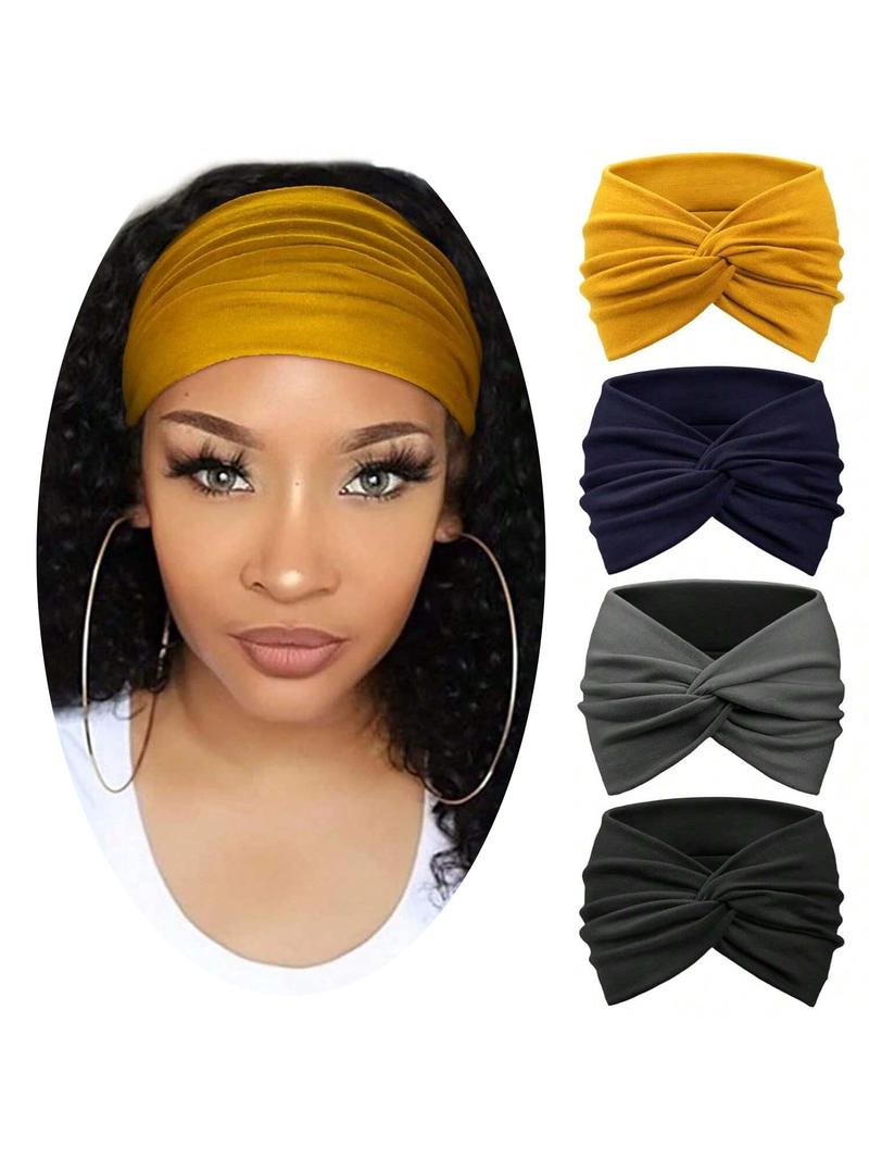 Product Introduction of Solid Color Knot Design Hair Band, Casual Wide Band Hair Accessories for Women & Girls, Minimalist Headwear Suitable for Thick Hair Hairstyles Black Girl 0