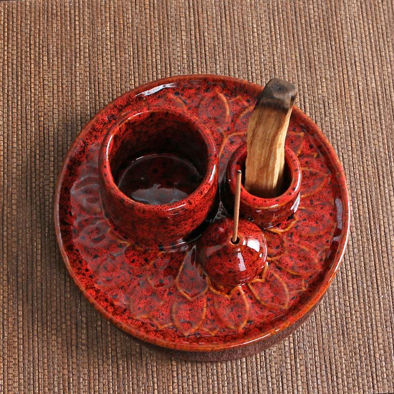 Product Introduction of Atmosphere Creator Export Nordic Style Ceramic Aromatherapy Candle Holder Black Sacred Wood Burning Plate Ceramic Base Wax Holder 23